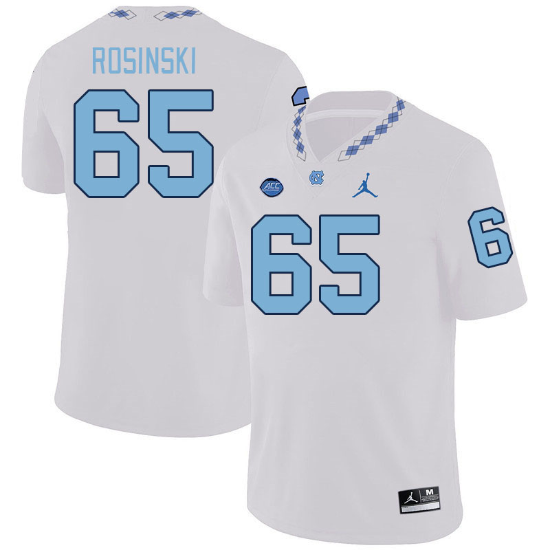 Men #65 Andrew Rosinski North Carolina Tar Heels College Football Jerseys Stitched-White